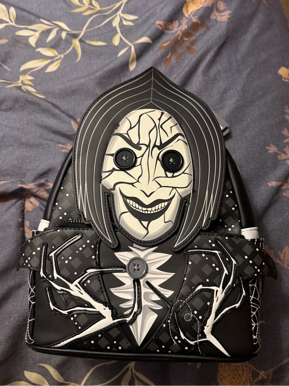 Loungefly Other Mother Black & White Creepy Button-Face Mini Backpack